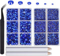 8000pcs Hotfix Rhinestones Flatback,Rhinestones for Crafts Clothes Mixed 6 Sizes, Hotfix Crystals with Wax Pencil Kit, SS4-SS30,Sapphire