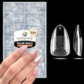 Short Almond Nail Tips: 504pcs Pre-Etched Soft Gel Nail Tips, Tri-Layer Core Short Fake Nails, 12 Sizes Half Matte Full Cover Clear Press on Nails Extension DIY for Flat & Natural Nail Beds