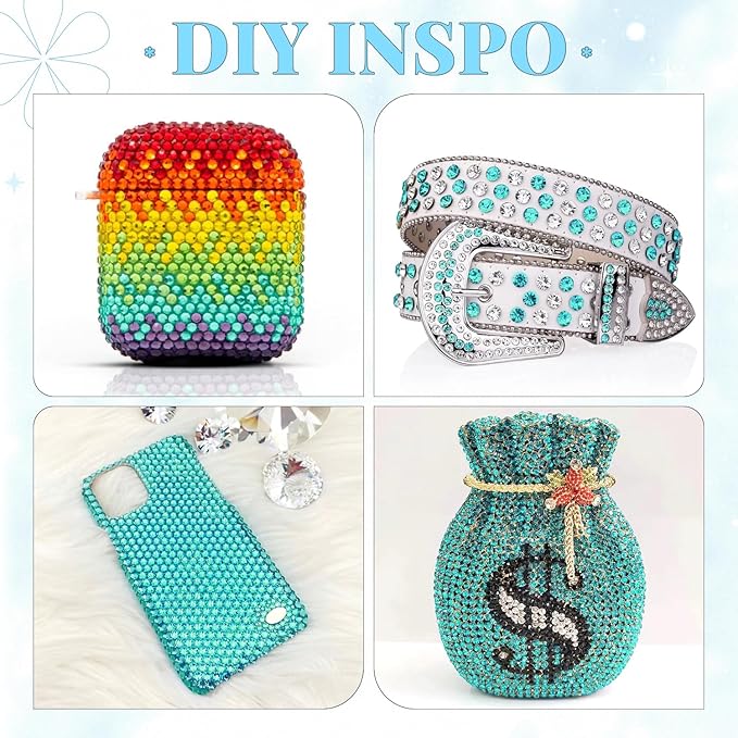 6000Pcs Resin Rhinestones for Bedazzling with 3Pcs B7000 Jewelry Glue, 1 Box Aquamarine Flatback Rhinestones for Crafting Crafts DIY, Crystals Gems for Clothing Shoes Tumblers Nail Art Makeup