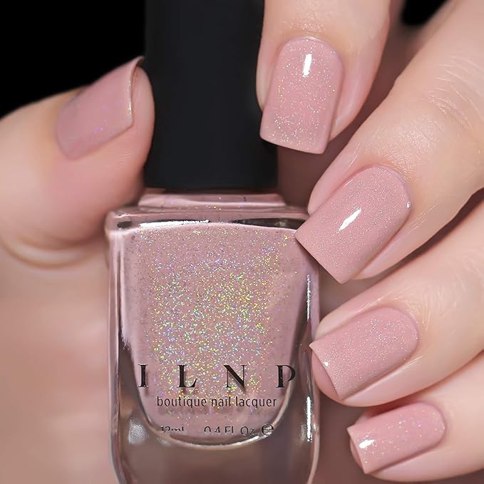 ILNP CEO - Dusty Pink Neutral Nude Nail Polish, Subtle Holographic, Chip Resistant, 7-Free, Non-Toxic, Vegan, Cruelty Free, 12ml