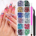 5000Pcs Resin Rhinestones for Nail Art, Small Colorful Rhinestone 2/3mm Bedazzling Flatback Crystals Nail Gems Nail Rhinestones with Pickup Tools for Manicure Decor Crafts DIY