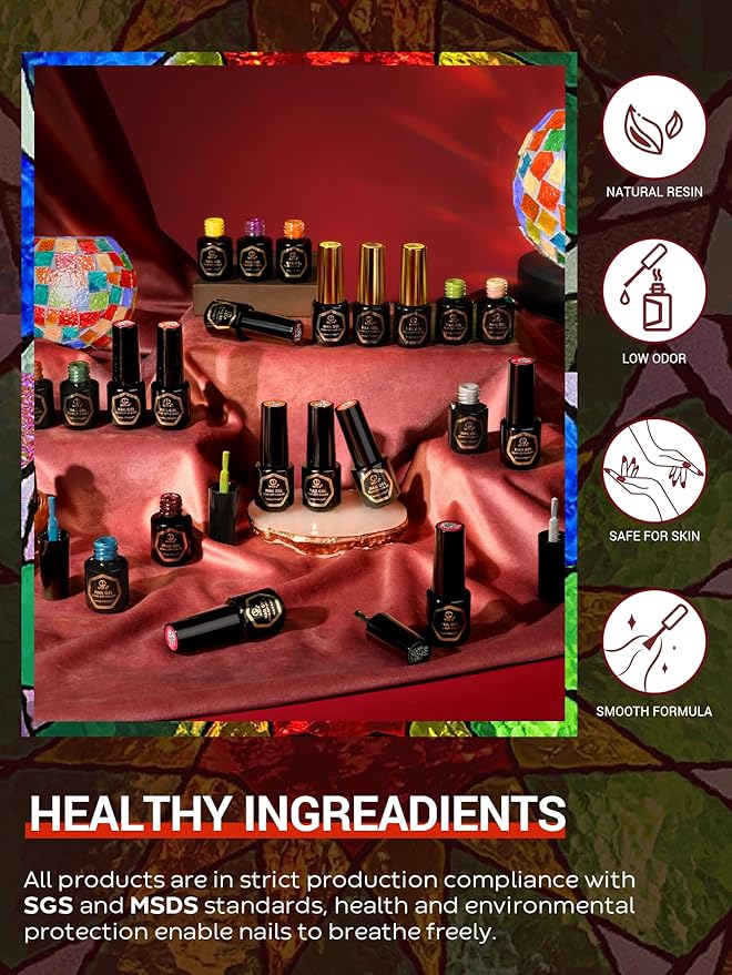 MEFA Fall Gel Nail Polish Set 23 Pcs, 20 Colors Autumn Halloween Brown Burgundy Orange Glitter Dark Green Blue Nail Gel Kit Nail Art with Glossy&Matte Top Base Coat, Manicure DIY Salon Gifts