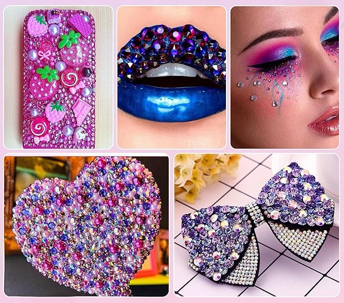 4500Pcs Flatback Rhinestones for Crafts, 3mm Purple Crystals Rhinestone, Resin Flatback Glitter Gems Nail Diamonds Rhinestones for Clothes Accessories DIY