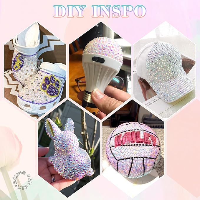 25000Pcs White ABRhinestones for Bedazzling with B7000 Jewelry Glue, Non Hotfix Flatback Gems, Crystal Resin Rhinestones for Crafting Crafts Clothing Tumblers Mugs Shoes Fabric Decor Nail Art