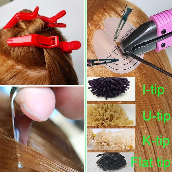 Pro Hair Extension Fusion Tool Iron Connector Heat Up for Seamless Bonding K Tip Extension Tools Hair Clip Designed Salon Use I Tip Women Hairdressing Pink