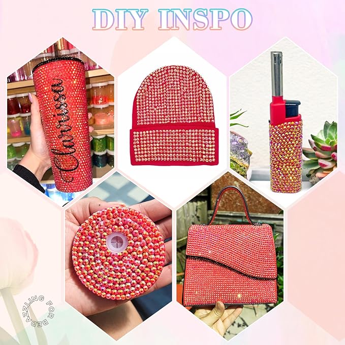25000Pcs Red ABRhinestones for Bedazzling with B7000 Jewelry Glue, Non Hotfix Flatback Gems, Crystal Resin Rhinestones for Crafting Crafts Clothing Tumblers Mugs Shoes Fabric Decor Nail Art