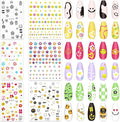 JarThenaAMCS 6 Sheets 5D Embossed Nail Art Stickers Smile Face Floral Decorative Self-Adhesive Nail Decals for DIY Manicure Party Supplies