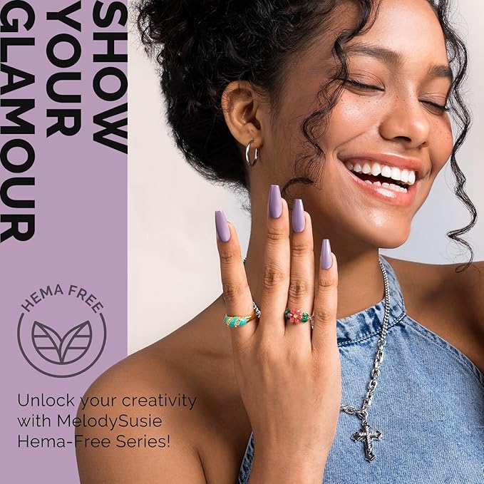 MelodySusie Hema Free Gel Nail Polish, 0.5 Fl Oz Thick Lavender Purple Gel Polish, Non-Toxic, Long Lasting, Soak Off UV Nail Polish, Manicure Nail Design Salon DIY Nail Art at Home K0786