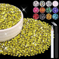 8000PCS 3mm Resin Rhinestones Bulk for Crafting (Lemon Yellow), Flatback Bedazzling Crystals for Crafts DIY Nail Decoration, Gems Charms for Tumbler Shoes Clothing Fabric with Pickup Pen and Tweezers