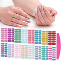SILPECWEE 16 Sheets Bright Color Nail Polish Stickers Full Nail Wraps Glitter Mermaid Color Gel Strips Self Adhesive Nail Polish Strips Fingernail Sticker Nails for Women with File