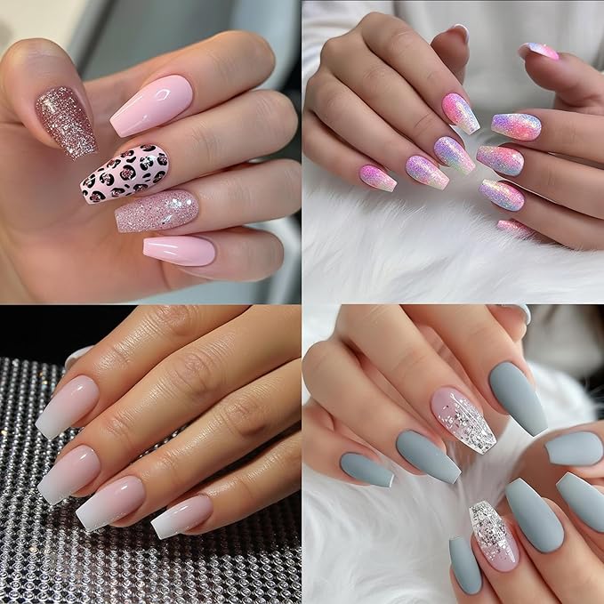 GELPARTY Soft Gel Nail Tips Short Coffin - 240Pcs Pre-Buffed Matte Full Cover Tips - No Filing Needed, Soak Off Gel Extension System - Clear Ballerina False Nails (12 Sizes)