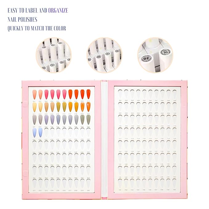 Acycoin2A 160 Nail Color Display Book Chart with 240 Nail Tips UV Gel Polish Color Card Board (B)