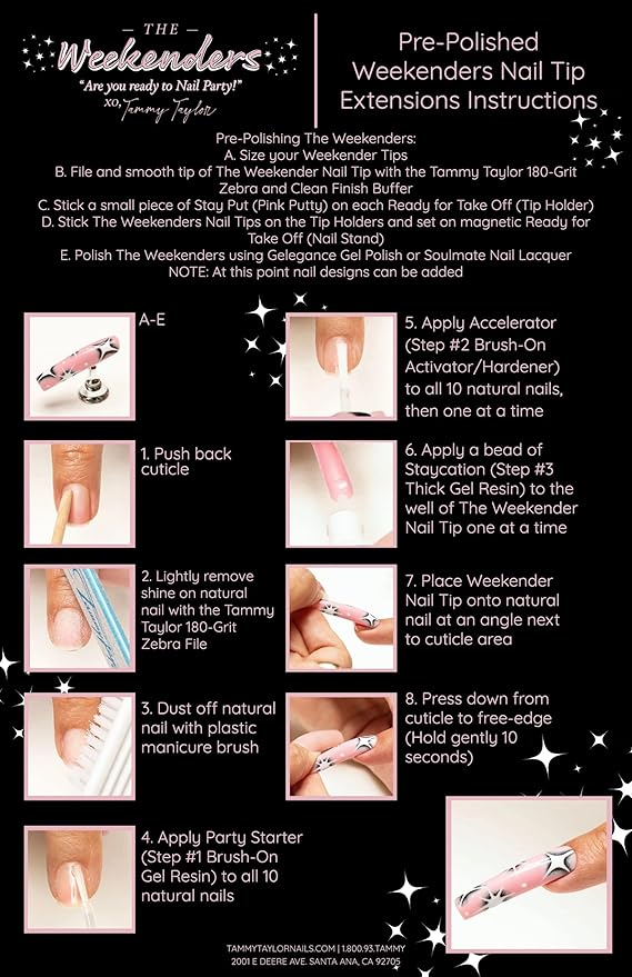 Tammy Taylor Acrylic Long Coffin Nail Tip Extensions | Tapered Square Clear Full Coverage, Natural Lightweight, Long Lasting, Professional C Curve Acrylic Nail Tips | The Weekenders All-in-One Kit