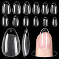 TOMICCA Short Almond Nail Tips,192Pcs Nail Tips Fake Nails Acrylic Nail Kit, 12Sizes Gel Clear Nails for Nail Extension Home DIY Nail Salon