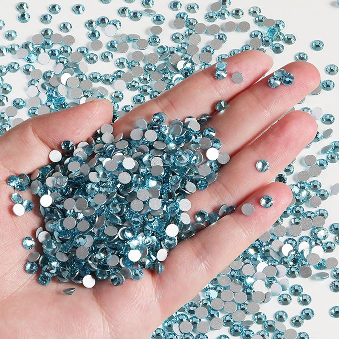 Beadsland Flatback Rhinestones Bulk,14400pcs Red Rhinestones for Nails Crafts Clothes DIY Decoration, Aquamarine, SS20, 4.6-4.8mm