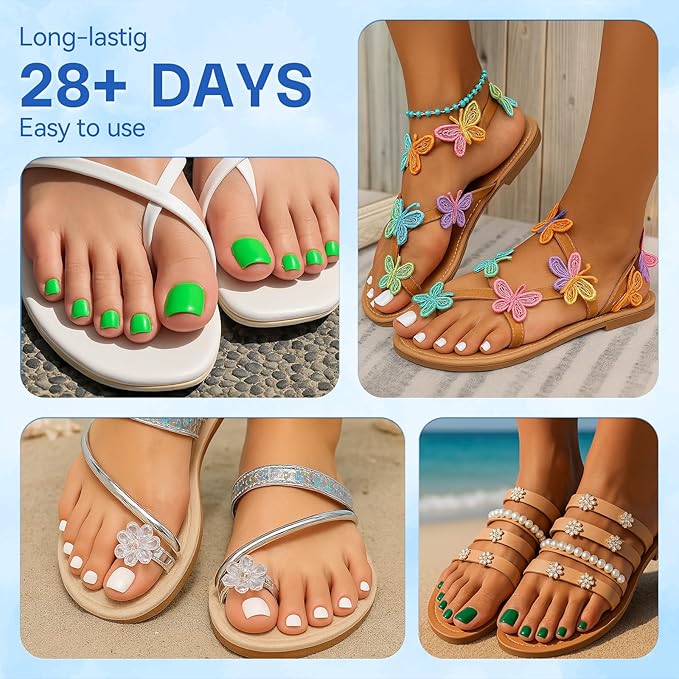 Toe Nail Tips, Square Half Cover for Wide Short Nail Beds, Matte Pre-shaped Press on Toenails for Women Extensions Home DIY Nail Salon 360PCS 12Sizes