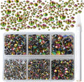 Bymitel 5000 Pieces 6 Mixed Sizes Glue Fix on Glass Rhinestones Round Crystal Gems Flatback for DIY Jewelry Making with one Picking Pen(6-Sizes 5000PCS, Vitrail Medium)