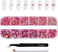 Beadsland Rhinestones for Makeup,8 Sizes 2500pcs Orange AB Flatback Rhinestones Face Gems for Nails Crafts with Tweezers and Wax Pencil,Hyacinth AB,SS4-SS30