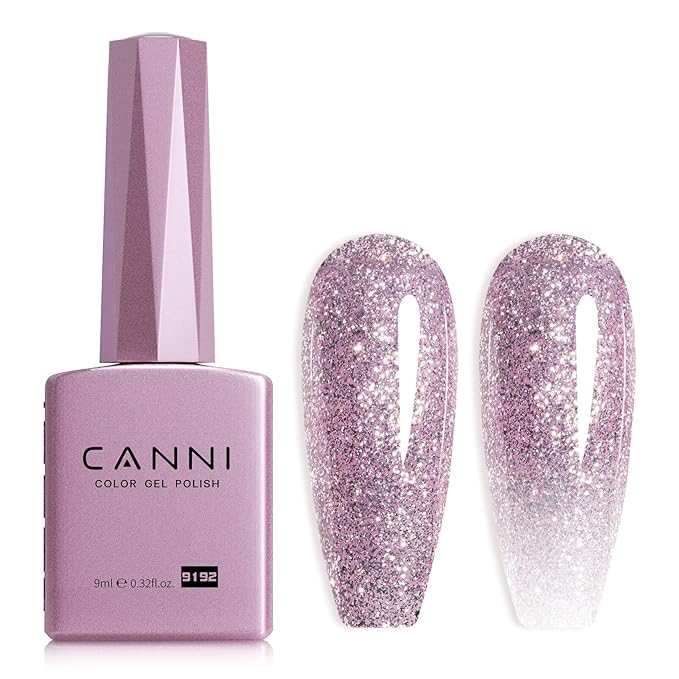 CANNI Glitter Purple Gel Nail Polish, 1Pcs Purple Sparkly Gel Polish Shiny Glitter Color Soak Off U V Nail Manicure Salon DIY at Home
