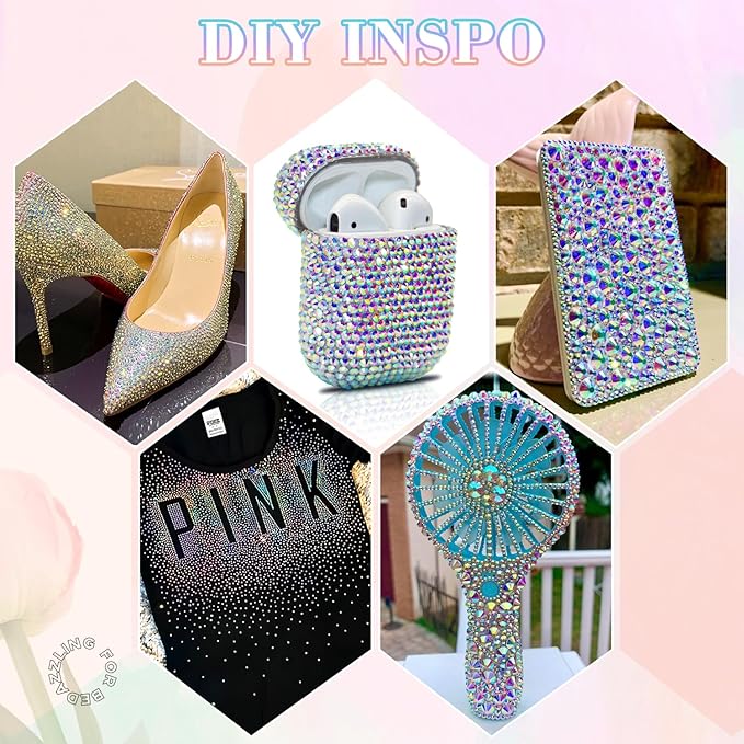 30000Pcs Resin AB Rhinestones for Bedazzling Crafting with b7000 Jewelry Glue, Bulk Flatback Gems Bedazzler Kit for Crafts Clothes Shoes Fabric Nail Diamond Art, Assorted Size 2/3/4/5/6mm