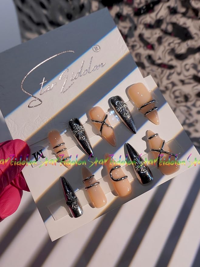 HAND-PAINTED White Press Ons Neon Small Press on Nails Long French Press on Nails Coffin Medium Short Nail art Fake Nail Art Kit with 7g Glue on Nails Handmade Almond Square Nails (TJ-1, Custom)
