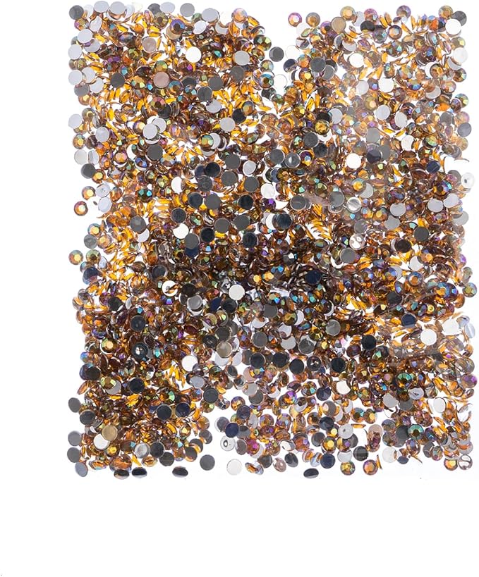 John Bead 2000 Pieces 4mm (SS16), Gold AB, Acrylic Round Flat Back Rhinestones for Jewelry Making, DIY Crafts, Nail Art, Face Makeup, Clothes