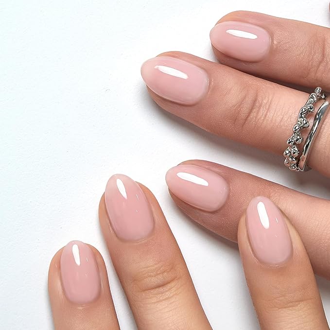 CurvLife Press On Nails – 30Pcs Soft Gel Almond Fake Nails, Reusable Glue On Nail Kit with Adhesive Tabs, Natural Fit & Salon-Quality for Women & Girls (Blush Veil)