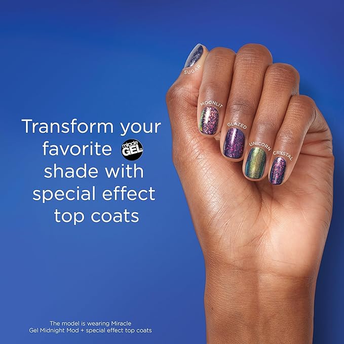 Sally Hansen Miracle Gel™, Unicorn Top Coat, Long Lasting, Gel-Like Formula, No UV Lamp Needed, Glitter Nail Polish
