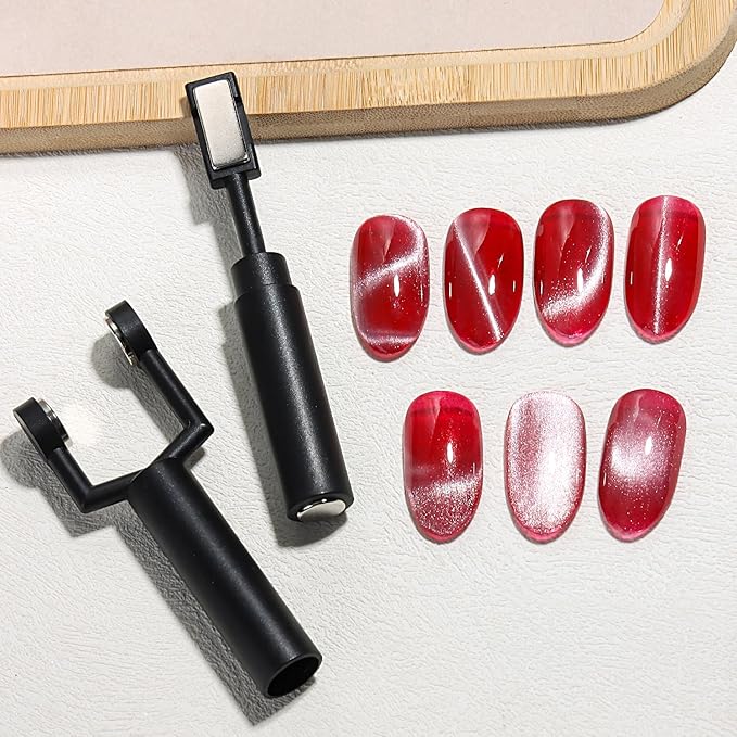 4-in-1 Cat Eye Nail Magnet Set, Y-Shaped Magnet & Double-Ended Magnetic Wand with Square Nail Art Magnet Tool for Magnetic Gel Polish, Multifunctional Manicure Salon Supplies