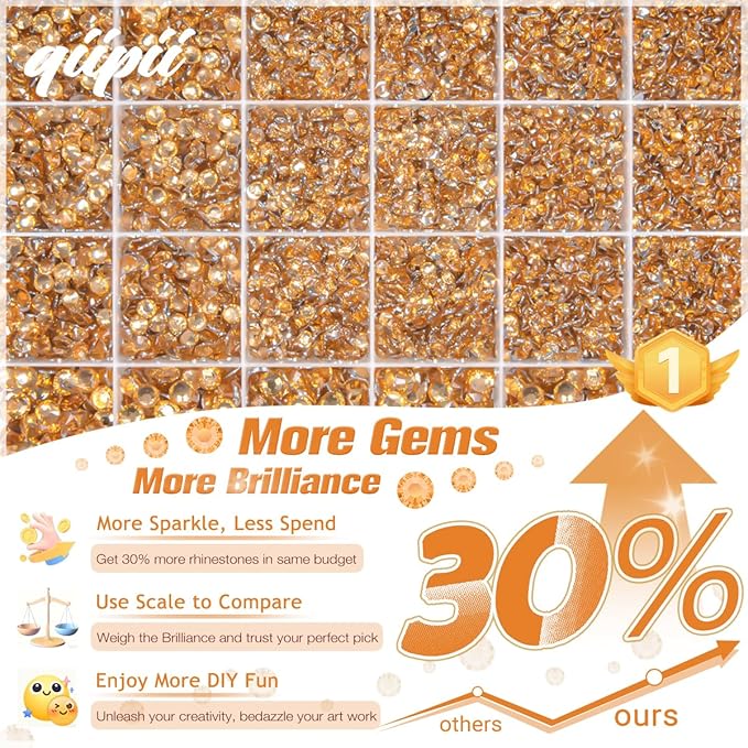Caramel Golden Crystal Resin Rhinestones w B7000 Glue for Bedazzling Crafting 2mm-6mm Flatback Stones Diamonds Crystals Gems Bedazzler Kit for Nails Face Eyes Makeup Tumblers Bottles DIY Crafts