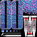 Flatback Pearls for Crafting with 3Pcs 10ml B7000 Jewelry Glue, 2 Boxes of Half Round Blue Mermaid Pearls, Bedazzling Beads for DIY Crafts Clothing Tumblers Shoes Embellishment Nail Art