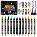 Kalolary 24 Colors Nail Art Pens Set,12PCS 3D Nail Polish Pens Double-Ended Acrylic Paint Pen Nail Art Markers Quick-Drying Nail Art Tools for Dotting Drawing Painting DIY Nail Art Beauty Manicure（E）