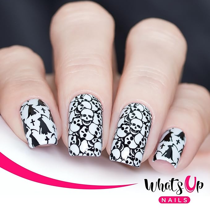 Whats Up Nails - B036 Eeks and Screams Stamping Plate for Halloween Nail Art Design