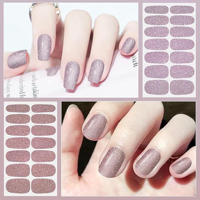 DANNEASY 24 Sheets Nail Polish Stickers Full Nail WrapsSolid Color Nail Polish Strips for Women Gel Nail Strips Self Adhesive Fingernail Stickers Manicure Kit with File, Cuticle Stick