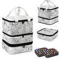 Large Nail Polish Organizer Case Hold 84+ Bottles Nail Polish & Nail Lamp, 3 Layers Nail Organizers and Storage for Nail Tech with Divider, Travel Carrying Case for Nail Polish Kit Set(White)