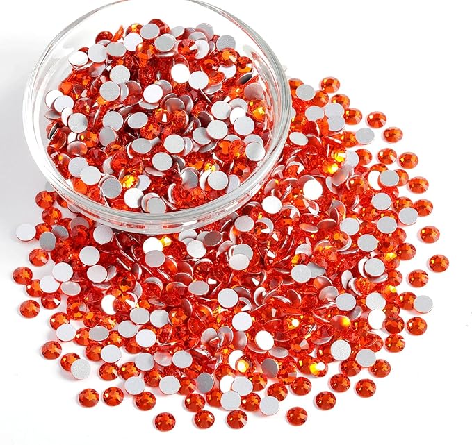 Beadsland Flatback Rhinestones Bulk,14400pcs Orange Rhinestones for Nails Crafts Clothes DIY Decoration, Hyacinth/Orange, SS20, 4.6-4.8mm