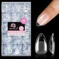 UNA GELLA Short Almond Nail Tips, 510Pcs 15 Sizes Pre-Etched Soft Gel Nail Tips Almond Shape Half Matte Full Cover Clear Fake Nails Extensions for DIY & Salon Manicure Soak Off