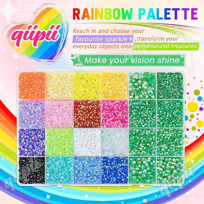 2-6mm Emerald Green AB Resin Rhinestones w B7000 Glue for Crafting Bedazzling Flatback Colorful Jelly Stones Diamonds Gems Bedazzler Kit for Nails Face Eyes Makeup Tumblers Bottles Crafts Shoes