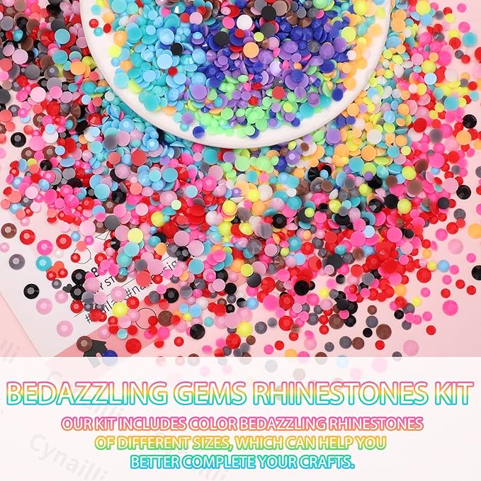 15 Grids Resin Rhinestones for Crafting, Rainbow Colors Bedazzling Gems Kit, Black Red Pink Blue Purple Orange Color Jelly Resin Rhinestones for Nails Face Eyes Makeup Crafts Tumblers Bottles