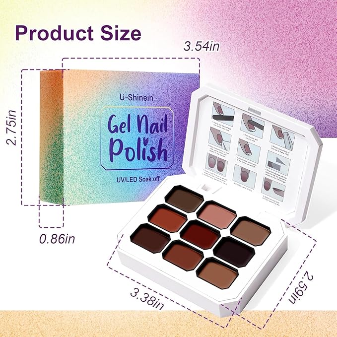 Gradient Painting Gel Set, 6*Plates Ombre Gel Nail Polish Pigment Pat Nails,Long-lasting Silky Texture Highly Saturated French Manicure Soak of UV/Led Home Salon DIY Nail Art G+R+M+A12