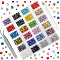 24 Colors 6400 Pieces Rhinestones Round Crystal Glass Flat Back Rhinestones with 1Tweezers and 1Picking Pen for Nail Art Crafts Clothes Bags DIY (ss10)