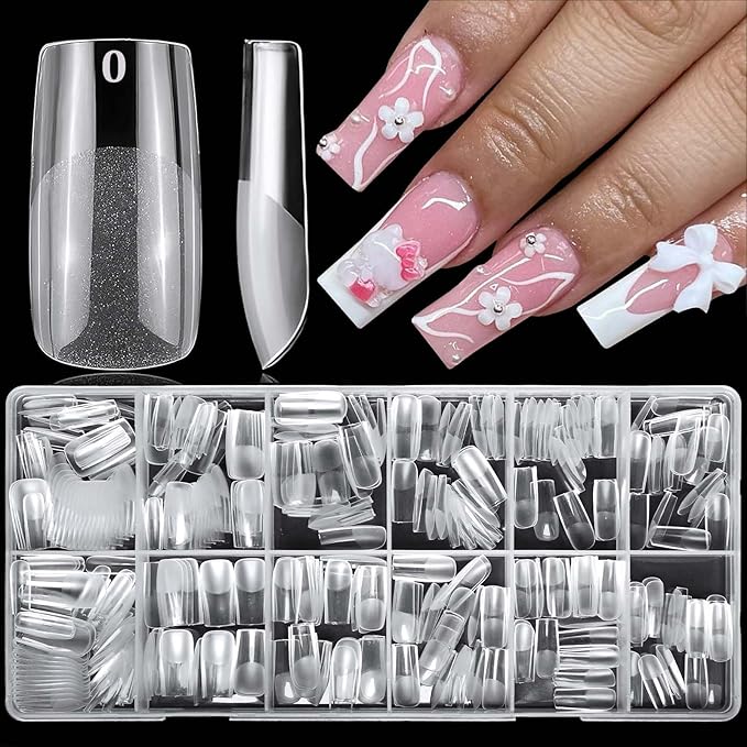 LoveOurHome 360pc Medium Square Nail Tips Clear Fake Nails Square Soft Gel Nails Tips Full Cover Acrylic Nail Clear Press on Nails Medium 15 Sizes Fingernails for Gel Nail Extension