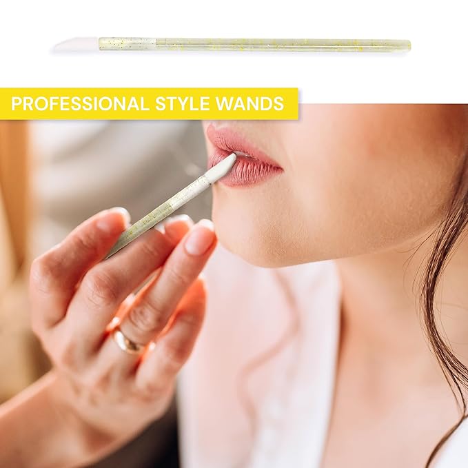 100 Pieces Disposable Lip Applicators – Lint-Free Versatile Doe Foot Makeup Wands for Lip Gloss, Lipstick, Lash Extensions, Beauty Starter Kits Essential (100 Brushes, Gold Crystal)