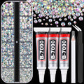 Resin Rhinestones for Crafting with B7000 Jewelry Glue, 1 Box AB Flatback Crystals with 3Pcs 10ml Glue for Bedazzling Crafts DIY Nail Art Makeup，Non Hotfix Gems for Clothing Shoes