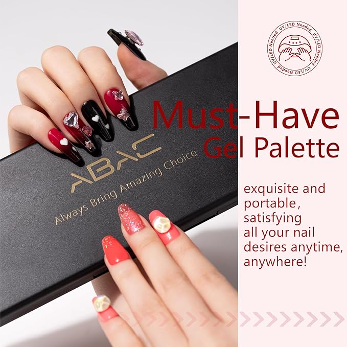 ABAC 24 Color Solid Gel Nail Polish,Ombre Gel Nail Polish,Pat Paint Nail Gel - Rose Gold Glitter & Wine Red Shades w/Pro Brush | No-Spill,Hema-Free for Date Nights,Holiday Gifts & Home Manicure