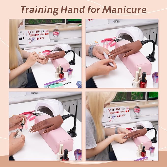 Practice Hand for Acrylic Nails,Professional Mannequin Hand with Flexible Fingers for Acrylic Nails,Gel Polish & Nail Art Training,Ideal Practice Tool for Manicure Beginners