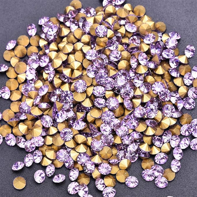 1440pcs Rhinestones Round Point Back Crystal Gem Glass Diamante Rhinestones Nail Art Decoration Jewelry Finding Beads Crafts Nail Face Art Clothes Shoes Bags DIY (Purple, 2.0mm)