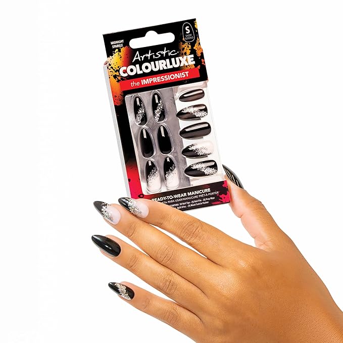 Artistic Colourluxe Press-On Tips - Kit Colourluxe Press-On Tips - Kits Nails - 30 Nails (Midnight Sparkle, Kit)