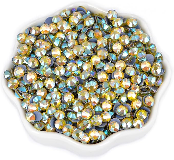 2880 Pieces SS6 Citrine AB Hotfix Rhinestones Flatback Round Crystal Glass Rhinestones Gems for Crafts Nail Face Art Clothes Shoes Bags DIY