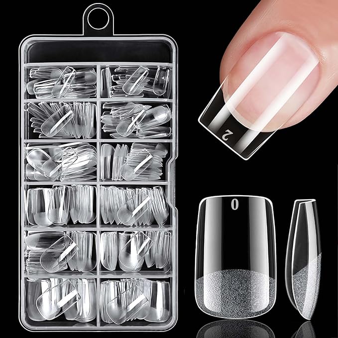 240pc Square Gel Nail Tips Short Fake Nails Clear Press ons Nail, Short Square Nails Tips Acrylic Nails Extension Soft Gel Nails Tip Full Cover Fake False Nail Clear Artficial Fingernails